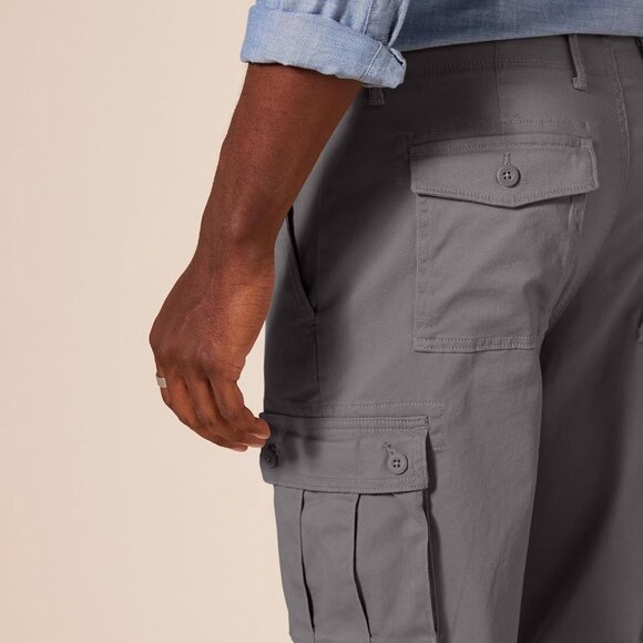 Men's Big & Tall Straight-Fit Stretch Cargo Pants in Dark Grey - Comfort & Style - Picture 4 of 8